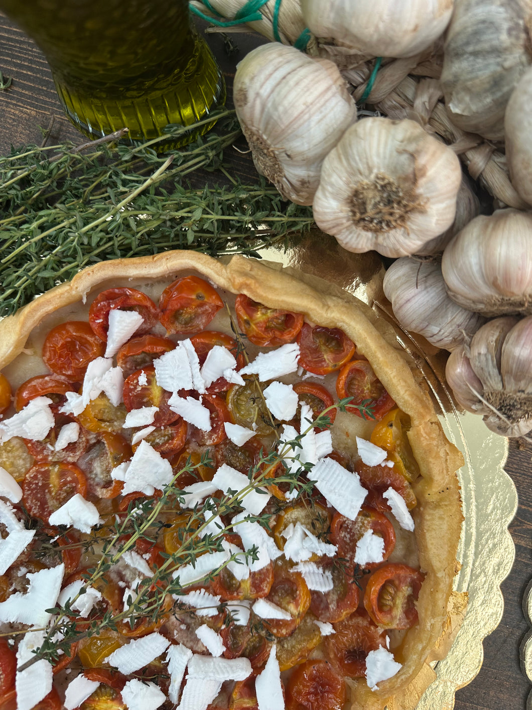 Tart confit tomatoes and burrata