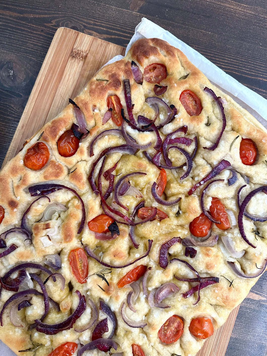 Focaccia from Puglia - onions Tomatoes full tray