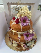 Load image into Gallery viewer, 2 tier naked cake custom decorations serve 36 people
